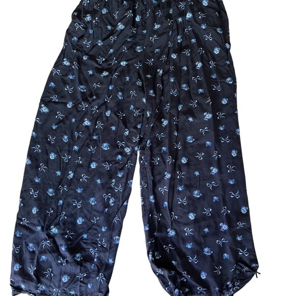 THREADS of LUXX dark blue bow rose pajama bottom pants WOMEN XL - Picture 1 of 5
